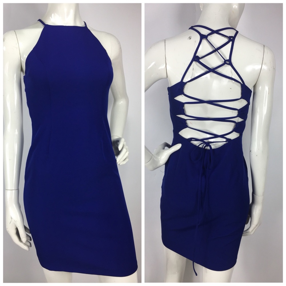 New Minuet Lace Up Back High Neck Dress